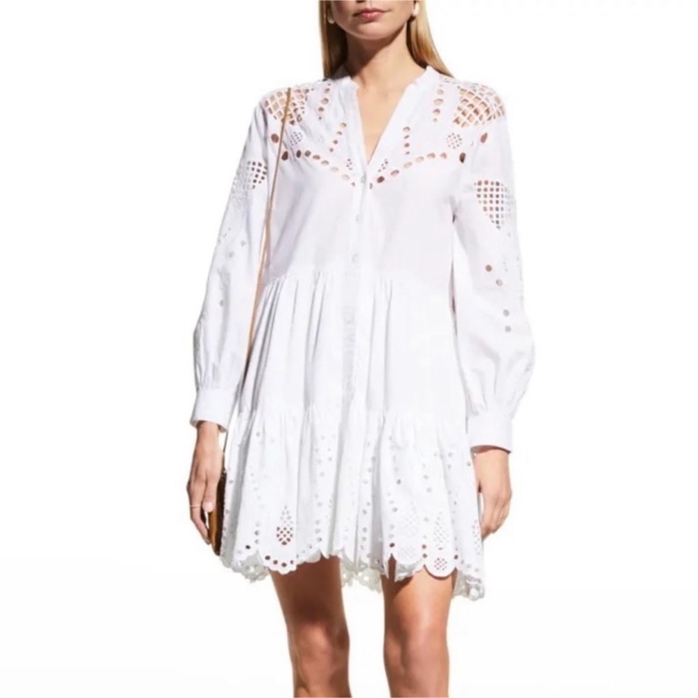 VERONICA BEARD Ariana Eyelet Mini White Dress Sz 6